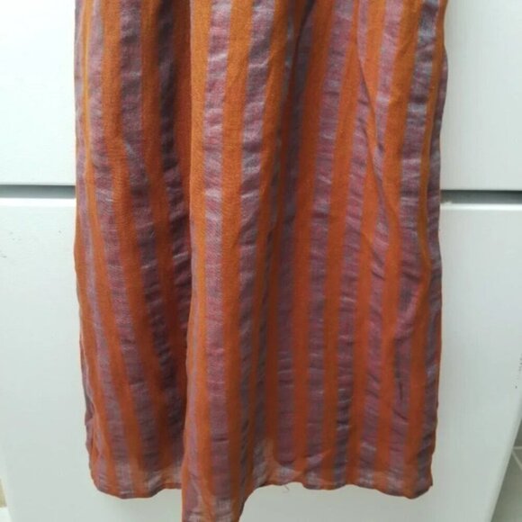 Loup Orange Purple Striped Summer Midi Dress Linen Viscose S - Picture 9 of 9